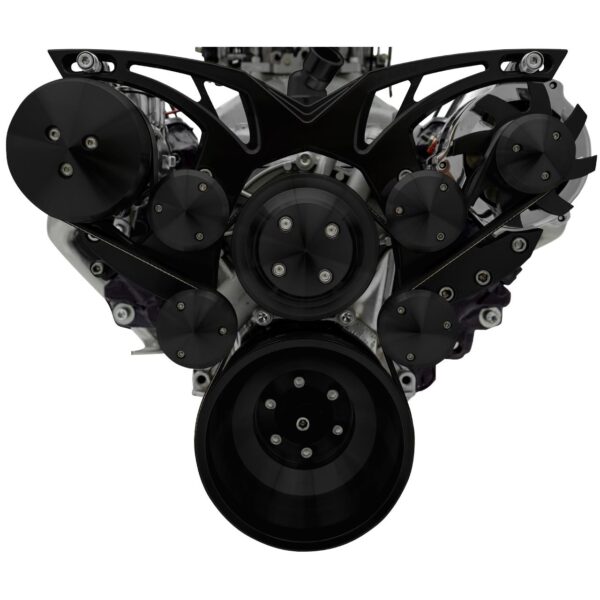 Small Block Chevy Style Track Serpentine System - AC & ALT - Black