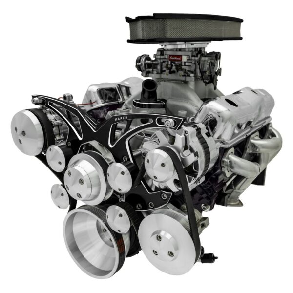 Small Block Chevy Style Track Serpentine System - AC & PS - Black Onyx