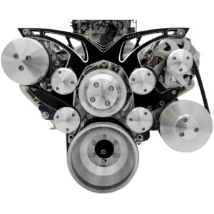 Small Block Chevy Style Track Serpentine System - AC & PS - Black Onyx