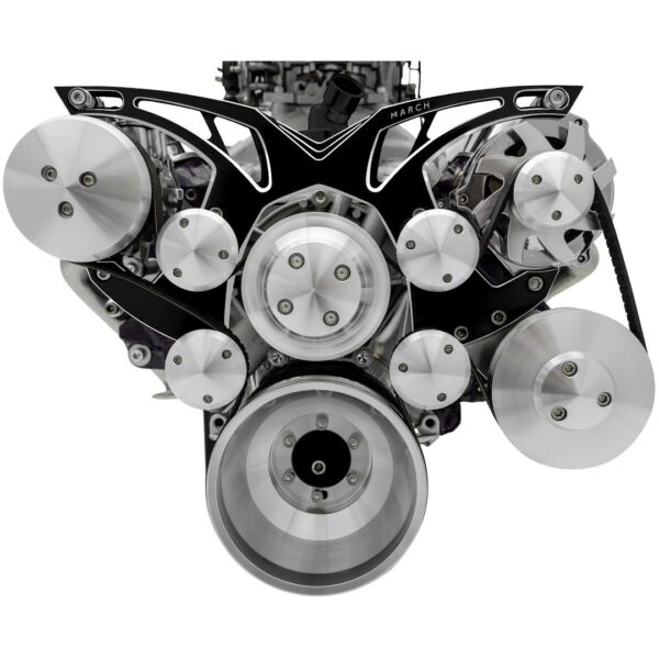 Small Block Chevy Style Track Serpentine System - AC & PS - Black Onyx