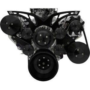 Small Block Chevy Style Track Serpentine System - AC & PS - Black