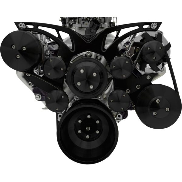 Small Block Chevy Style Track Serpentine System - AC & PS - Black