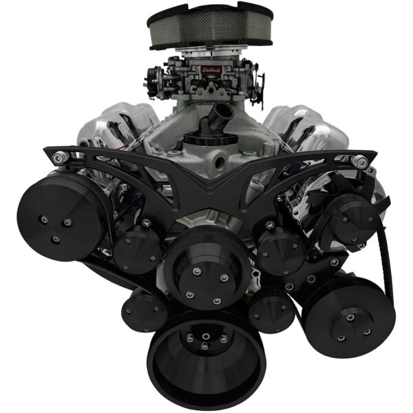 Small Block Chevy Style Track Serpentine System - AC & PS - Black
