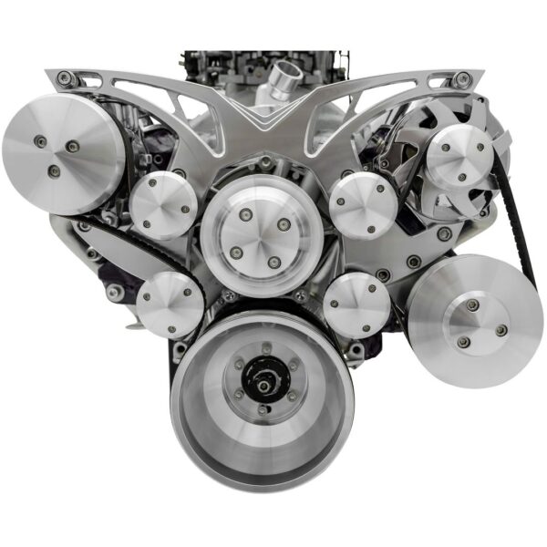 Small Block Chevy Style Track Serpentine System - AC & PS - Chrome
