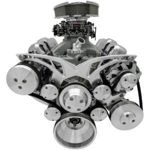 Small Block Chevy Style Track Serpentine System - AC & PS - Chrome