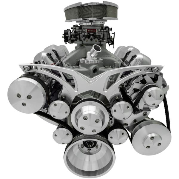 Small Block Chevy Style Track Serpentine System - AC & PS - Chrome
