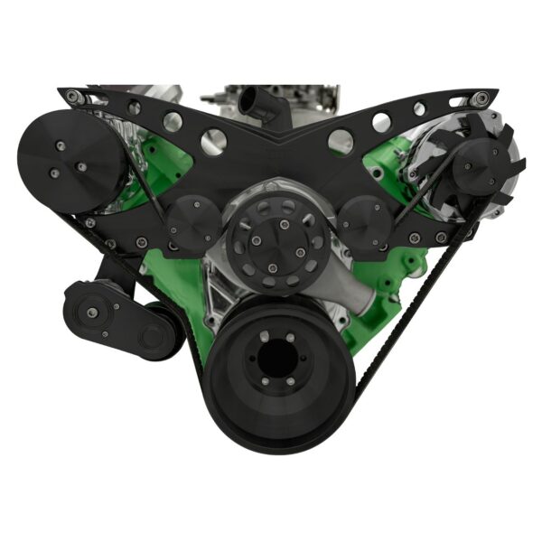 Big Block Chrysler Revolver Serpentine System - AC & ALT - Black