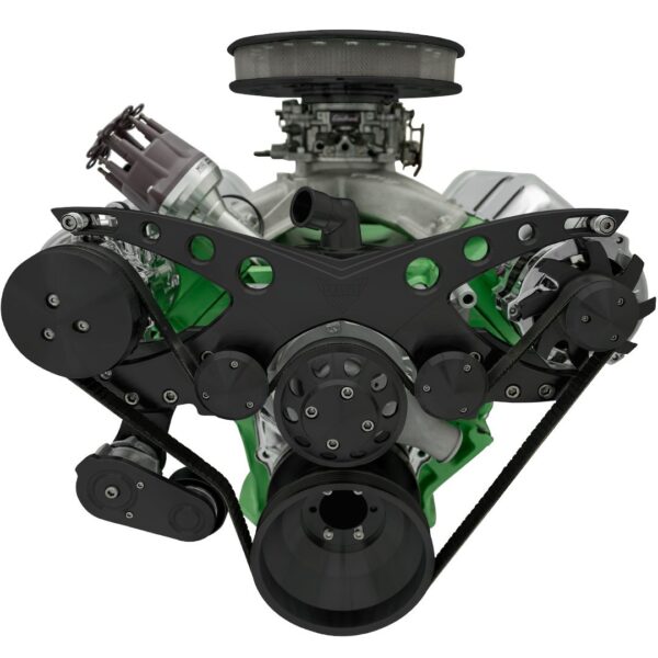 Big Block Chrysler Revolver Serpentine System - AC & ALT - Black