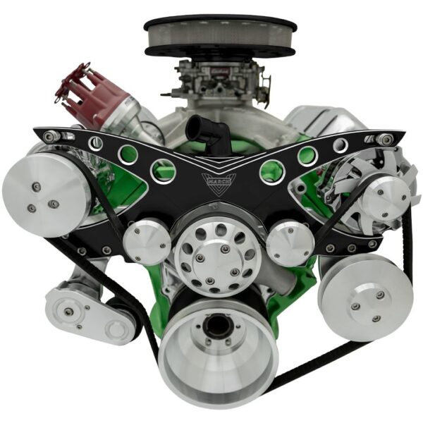 Big Block Chrysler Revolver Serpentine System - AC & PS - Black Onyx