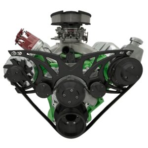 Big Block Chrysler Style Track Serpentine System - PS & ALT - Black