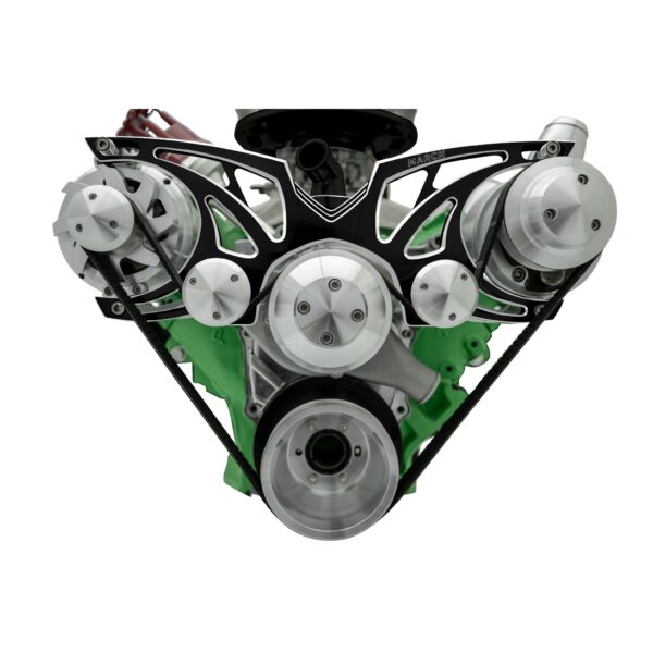 Big Block Chrysler Style Track Serpentine System; PS ALT; Billet ACC; Black Onyx