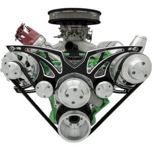 Big Block Chrysler Style Track Serpentine System; PS ALT; Billet ACC; Black Onyx