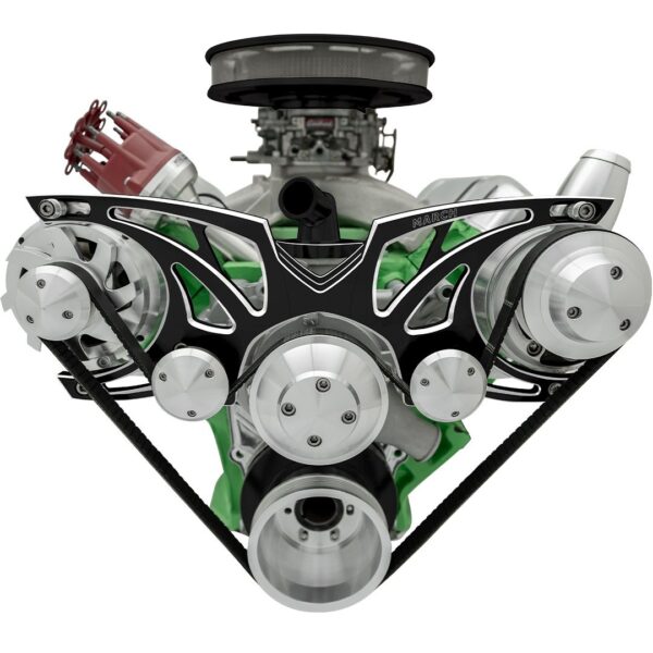 Big Block Chrysler Style Track Serpentine System; PS ALT; Billet ACC; Black Onyx