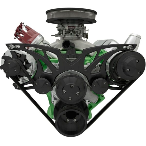 Big Block Chrysler Style Track Serpentine System - PS & ALT - Billet ACC - Black