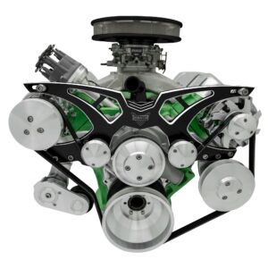 Big Block Chrysler Style Track Serpentine System - AC & PS - Black Onyx