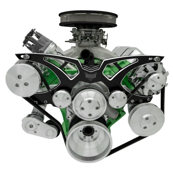 Big Block Chrysler Style Track Serpentine System - AC & PS - Black Onyx