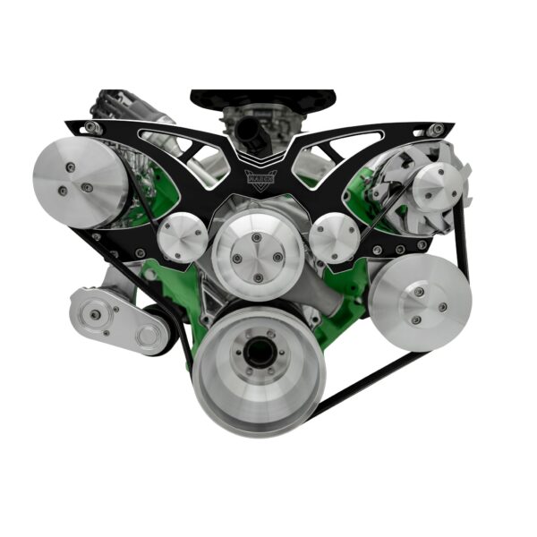 Big Block Chrysler Style Track Serpentine System - AC & PS - Black Onyx
