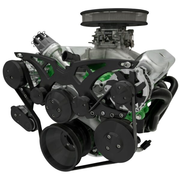 Big Block Chrysler Style Track Serpentine System - AC & PS - Black