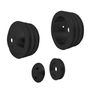 Small Block Chevy Corvette Pulley Kit - V-Belt - '71-82; Black