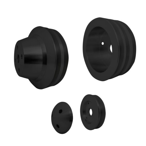Small Block Chevy Corvette Pulley Kit - V-Belt - '71-82; Black