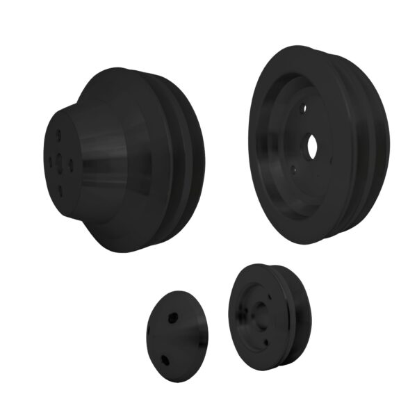 Small Block Chevy High Flow Pulley Kit - SWP - 2V - Black