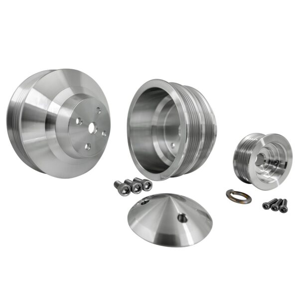 Small Block Chevy Serpentine Pulley Kit - LWP - 2V - Silver
