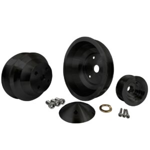 Small Block Chevy High Flow Serpentine Pulley Kit - LWP - Black