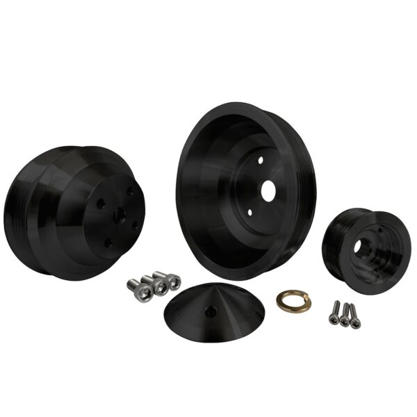 Small Block Chevy High Flow Serpentine Pulley Kit - LWP - Black