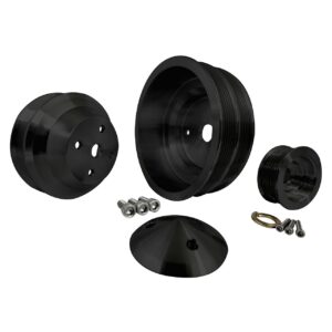 Small Block Chevy High Flow Serpentine Pulley Kit - LWP - 2V - Black