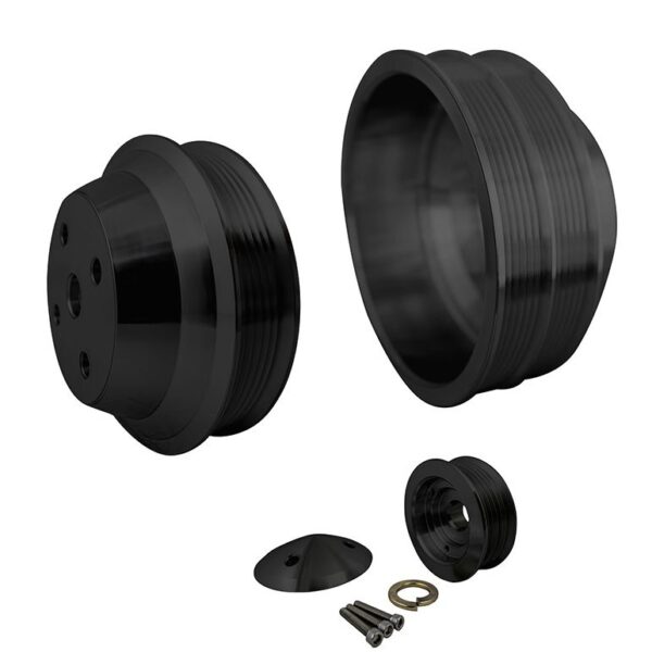 Big Block Chevy High Flow Serpentine Pulley Kit - LWP - 2V - Black