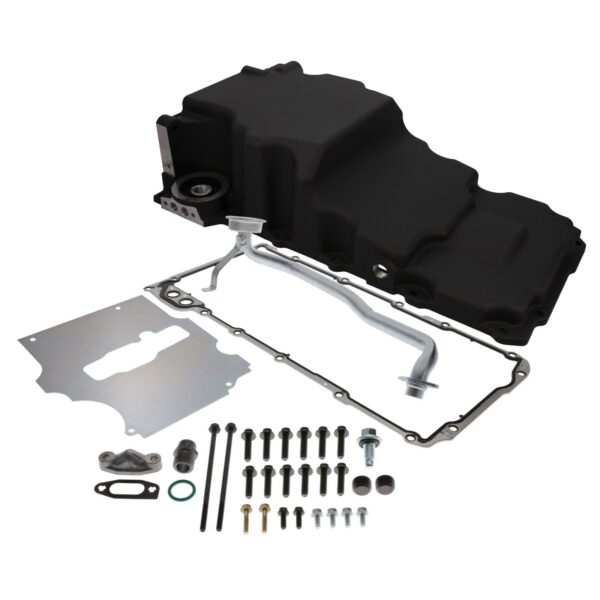 TSP Oil Pan; Cast Aluminum Low-profile Retro-fit 5.7-Quart; LS; Black