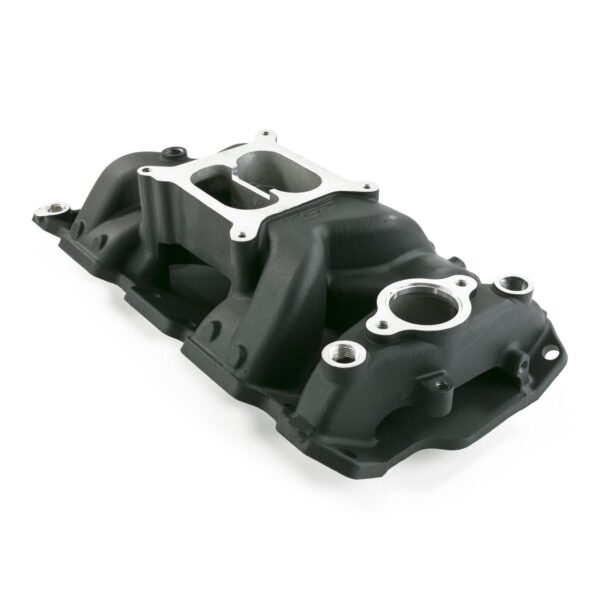 TSP Intake Manifold; Chevy Small Block Carb. Aluminum Dual Plane Air Gap; Black
