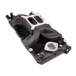 Intake; Chrysler Small Block Carb. Aluminum Dual Plane Air Gap; Black