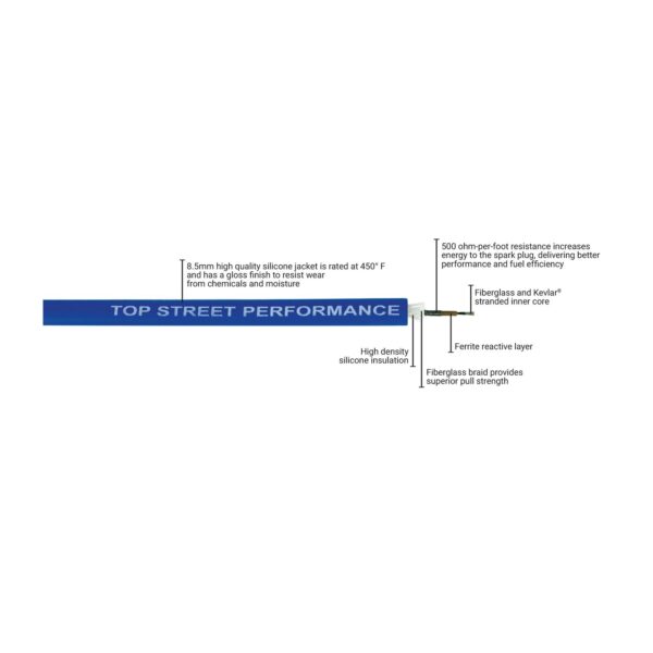 TSP Universal Ignition Wires; 8.5mm Blue; 90? Plug Boots