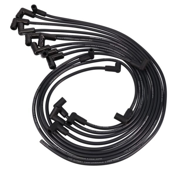 Chevy SB Under Header Wires; 8.5mm Black; 90 Deg. Black Ceramic Plug Boots