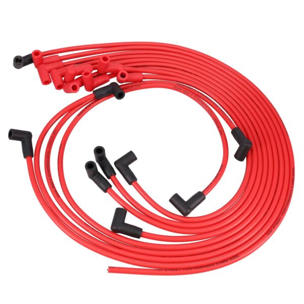 Chevy Small Block Under Header Wires; 8.5mm Red; 90 Deg. Plug Boots