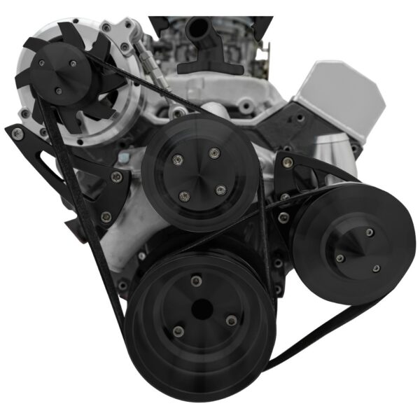 Small Block Chevy Black Ultra Serpentine Conversion System (PS/ALT)