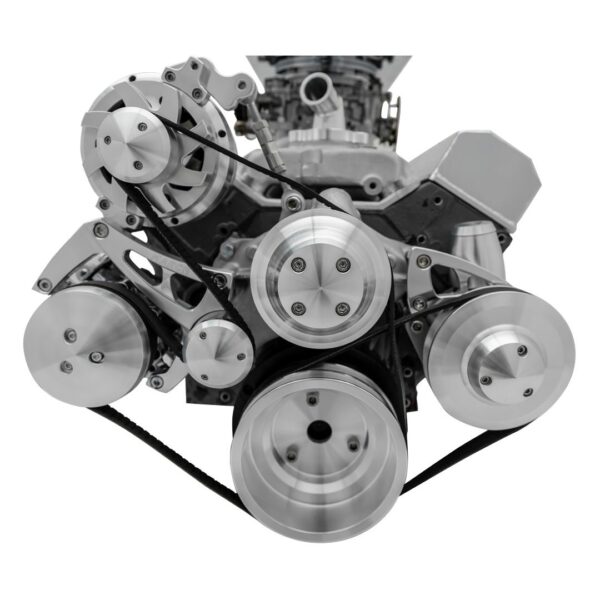 Small Block Chevy Serpentine Pulley Kit - Billet Accessories - AC & PS - 7176