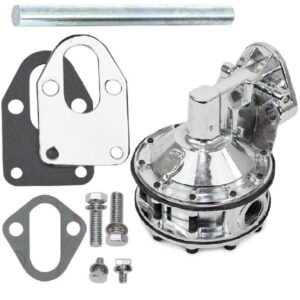 RACING MECHANICAL FUEL PUMP, CHEVY SB 262-400, V8 ENGINE, 6 VALVE, 110 GPH, 7.5 PSI, 3/8" INLET/OUTLET