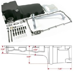 LS Oil Pan Swap Kit, Rear Sump Oil Pan Kit for  Muscle Car / Truck Engine Swap, Black