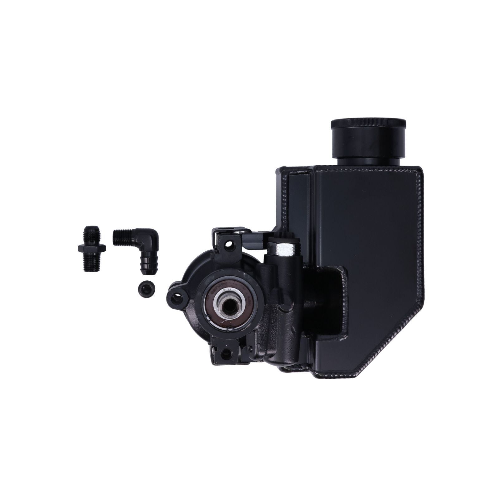 Power Steering Pump; GM Type 2; Saginaw TC; Fabricated Reservoir; Black