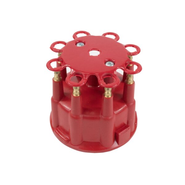 TSP Pro Billet & Ready to Run Distributor Cap and Rotor Kit; 8 Cyl Male; Red