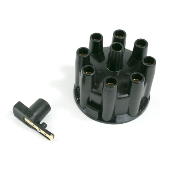 TSP Pro Billet & Ready to Run Distributor Cap and Rotor Kit; 8 Cyl Female; Black