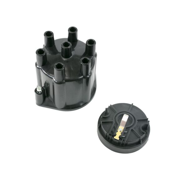 TSP Pro Series Distributor Cap and Rotor Kit; 6 Cylinder Female; Black