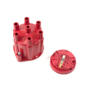 TSP Pro Series Distributor Cap and Rotor Kit; 6 Cylinder Female; Red