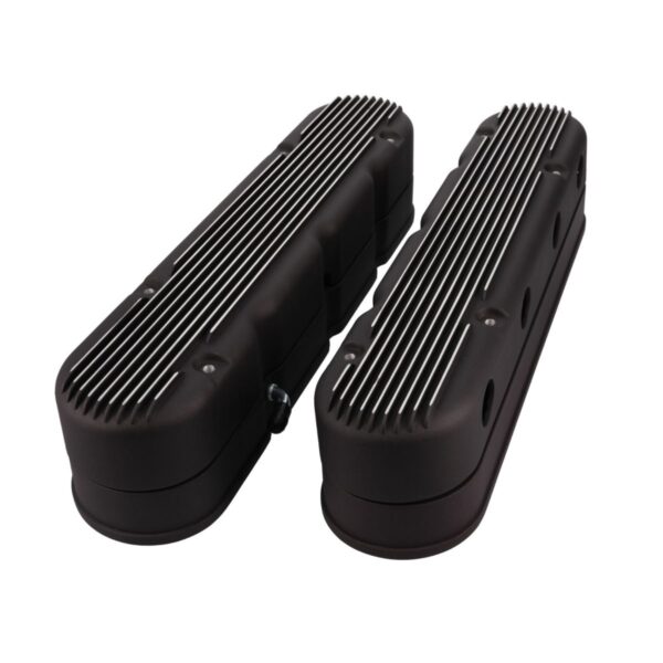 TSP Valve Covers; Finned Cast Alum.; with Coil Covers LS; Black