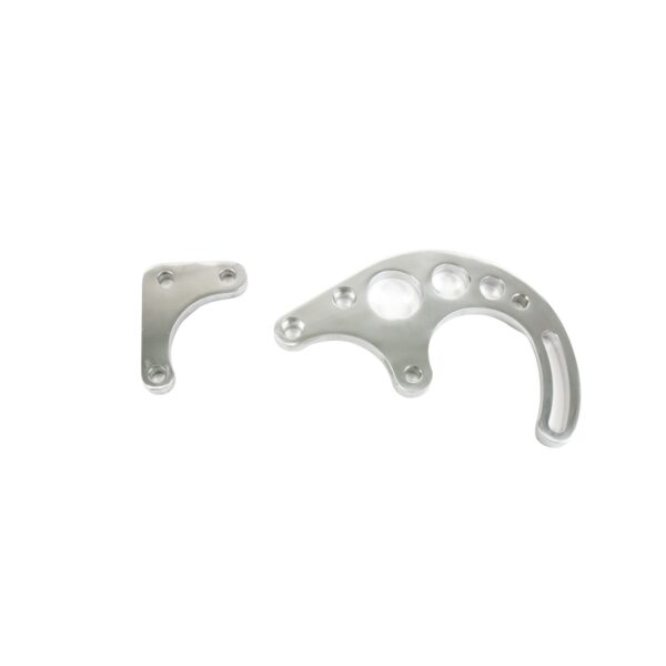 TSP Power Steering Saginaw Bracket; Aluminum SBC LWP 2-Piece; Polished