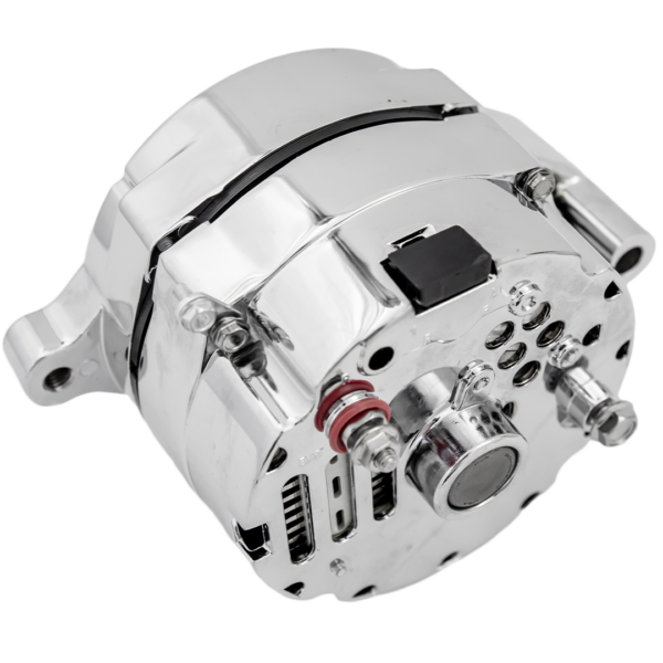 March Ultra Series Ford 1G Alternator, 140 Amp, 12V, 1 Wire, Chrome Finish