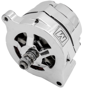 March Ultra Series Ford 1G Alternator, 140 Amp, 12V, 1 Wire, Chrome Finish