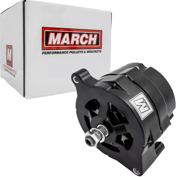 March Ultra Series Ford 1G Alternator, 140 Amp, 12V, 1 Wire, Black Finish